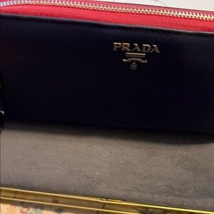 Prada Two-Tone Black and Red Wallet